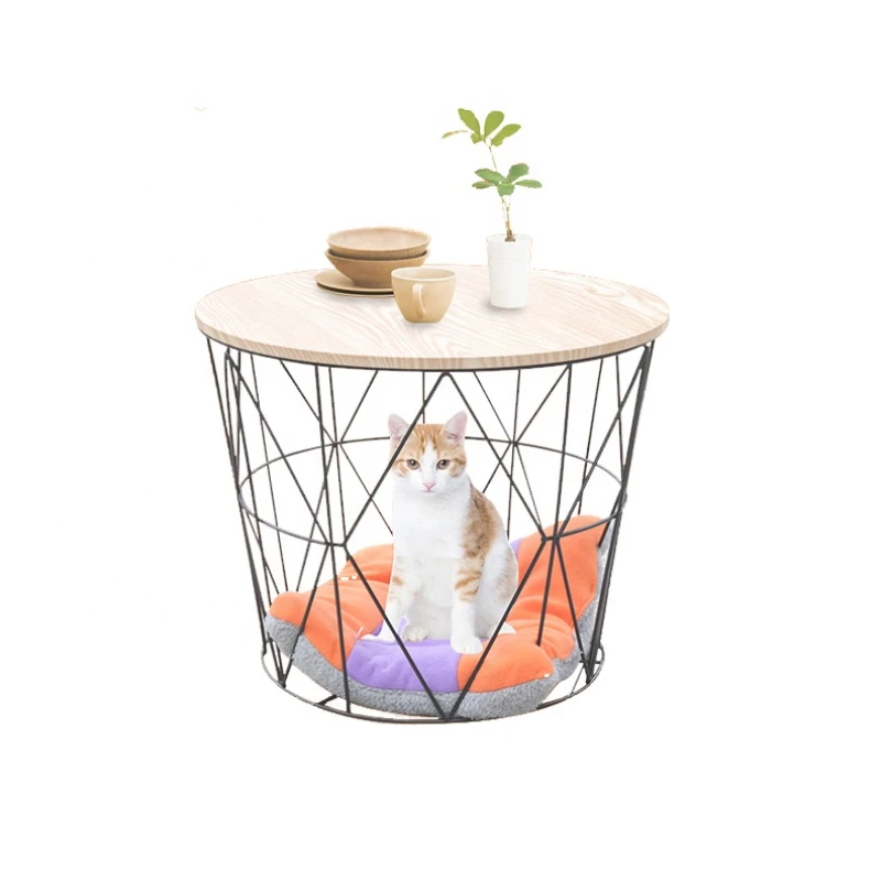 

High quality new design pet cage cat cage metal wire basket base storage cat cage table