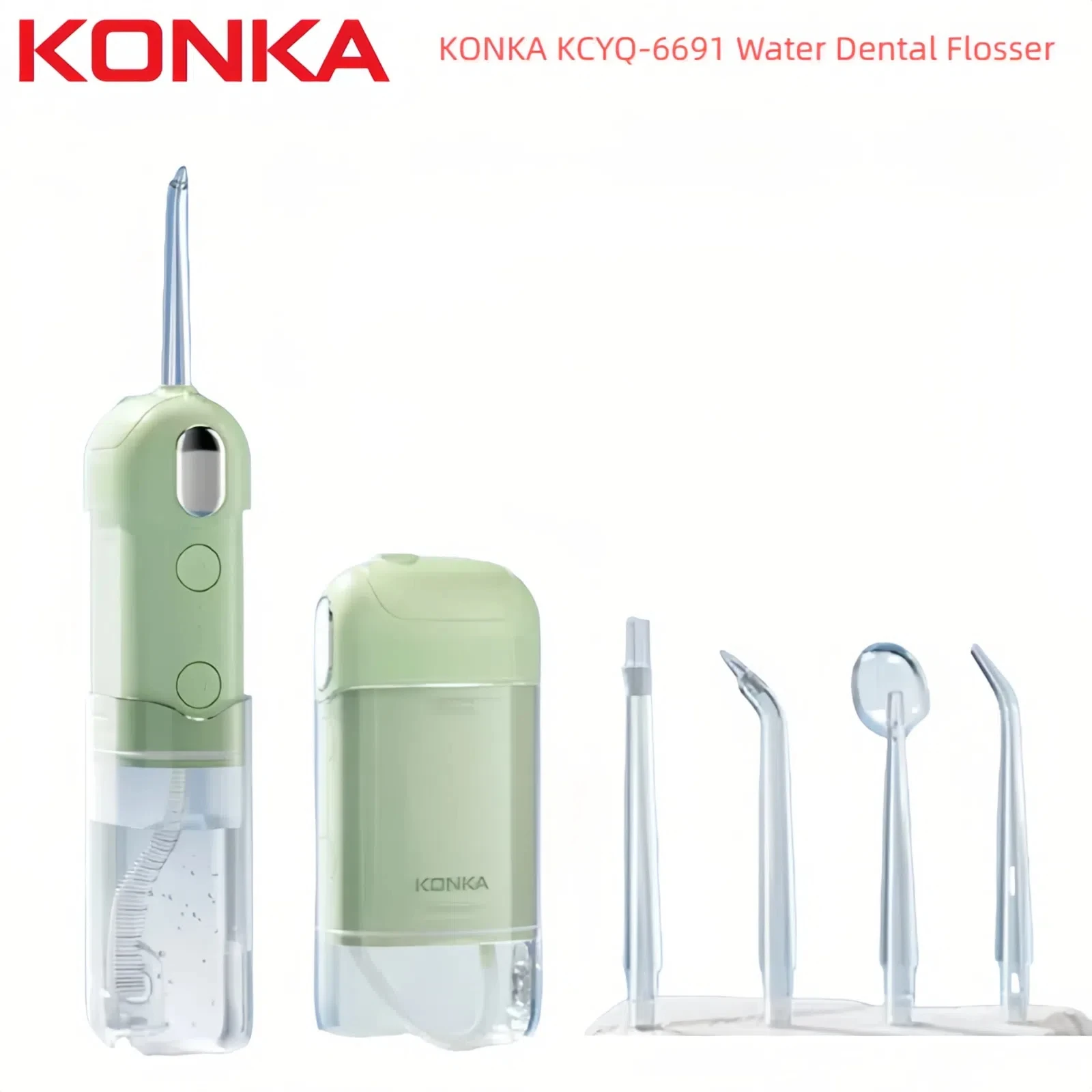 

KONKA KCYQ-6691 Водная зубная нить-большой бак, 4 насадки и 4 режима, IPX7, водонепроницаемый портативный ирригатор для полости рта для чистки зубов