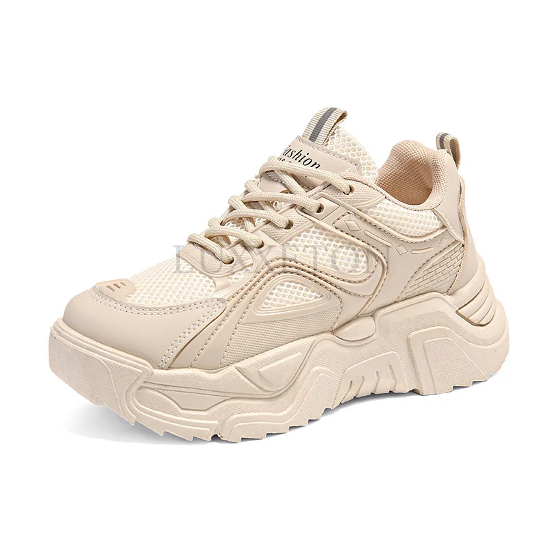 Matsuke Heel with Thick Sole and Mesh Surface for Breathability Height Increase Dad Shoes for Comfortable Women Sports Shoes