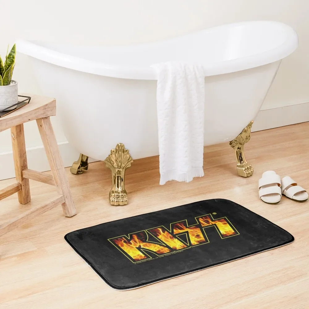 

KISS Band Flames Logo Design Bath Mat Bathroom Use Kitchen Carpet Mat