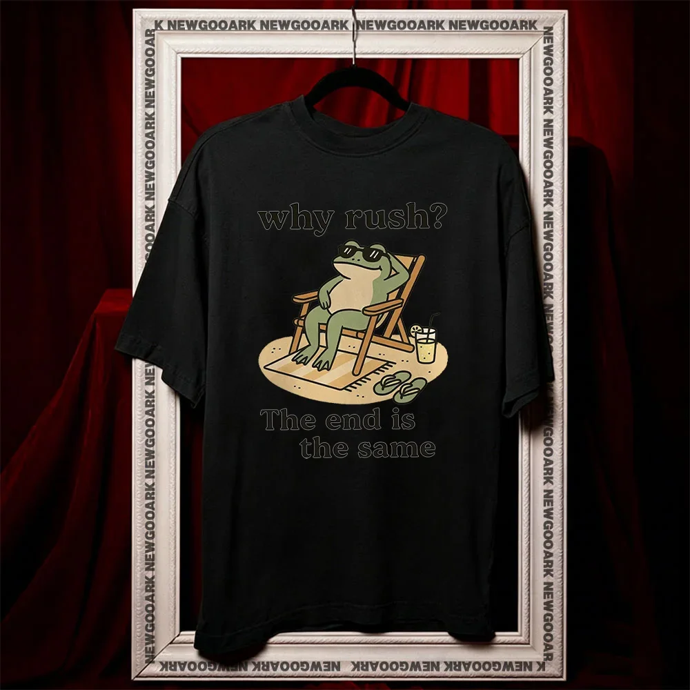 Chill Frog Beach Chair Funny Aesthetic Quote Relaxing Summer t-shirt summer cotton woman man graphic t shirts Adult O-neck