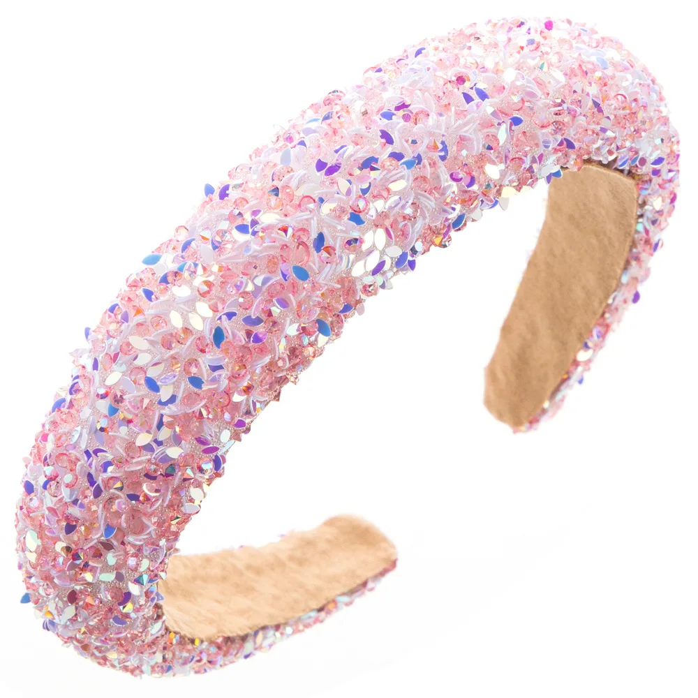 Women Girls Spring Colorful Sequin Sponge Padded Hairband Headband Adult Hair Accessories Hair Jewley