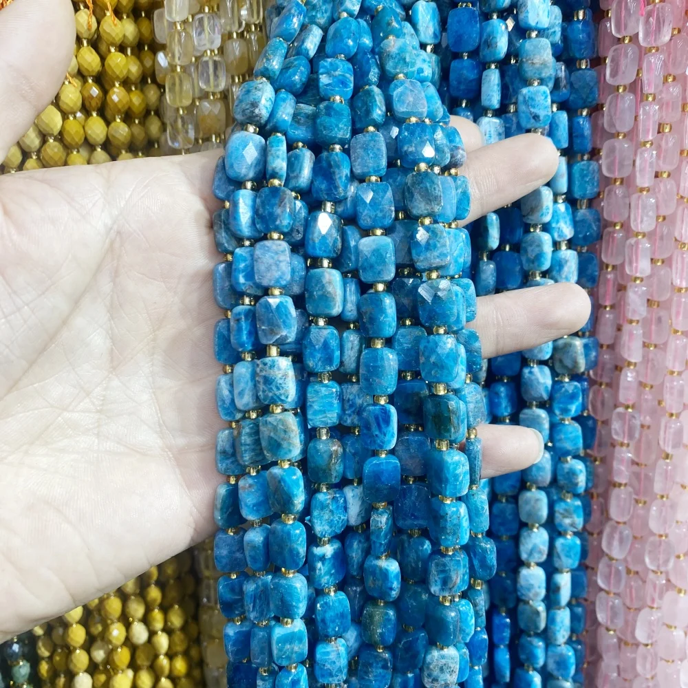

8x10 мм набор бусин из натурального камня лазурит апатит граненые прямоугольные свободные бусины для самостоятельного изготовления ювелирных изделий ожерелье браслет аксессуары