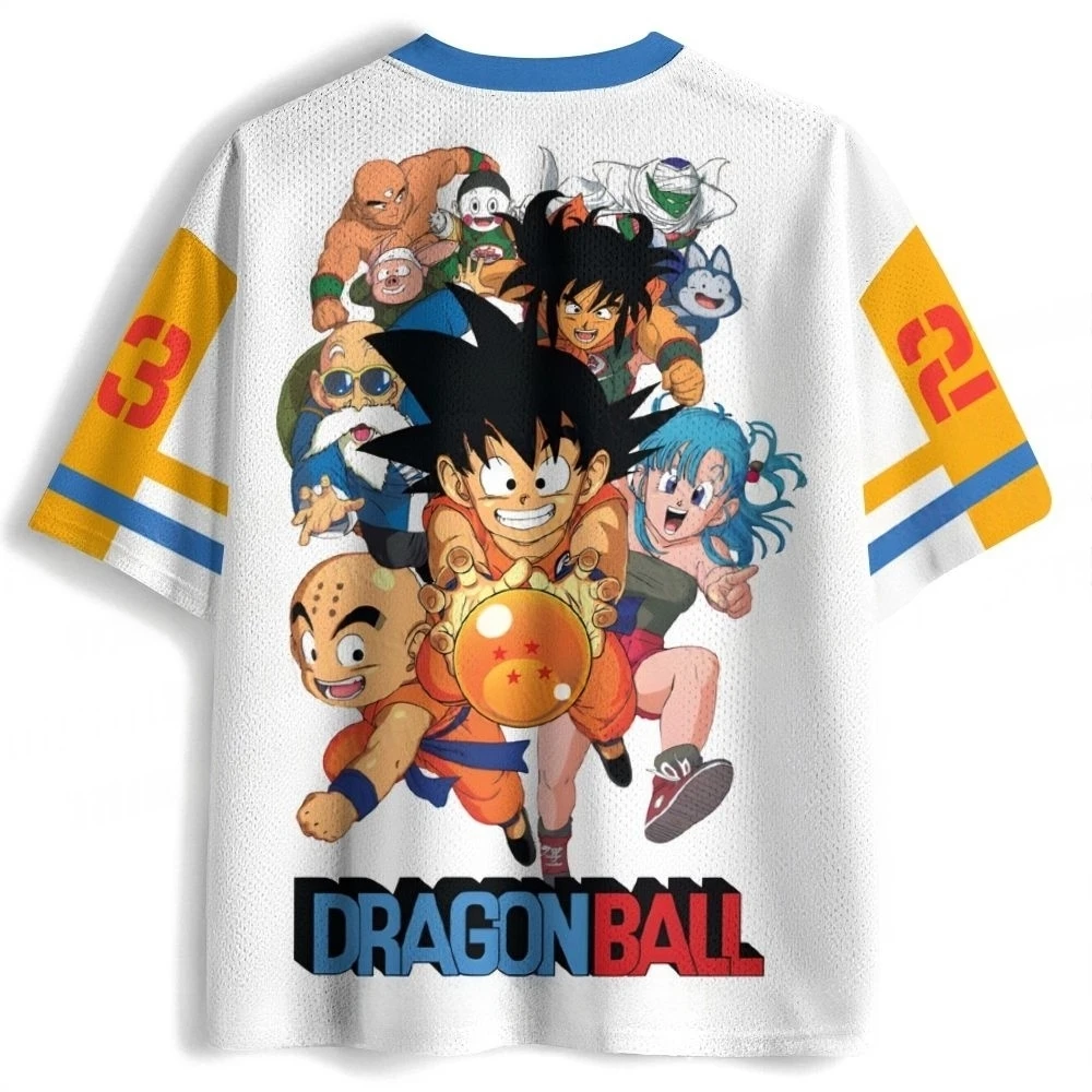 Klassisches Dragon Ball Retro Rugby Trikot Wukong Göttlicher Drache Multi-Charakter 1987 Nostalgisches Kinder-Mesh-Kurzarmtrikot – Detail 5