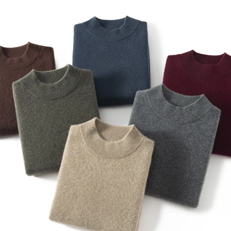 Cashmere Sweater Men 100% Half Turtleneck Men's Thickened Sweater Autumn Winter