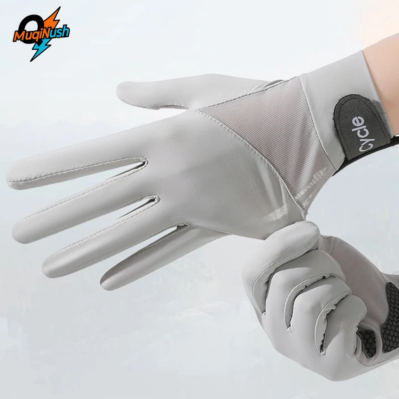 

MuqiNush 1 Pair Summer UV Resistant Gloves Cool Suitable for Driving Cycling Outdoor Activities Breathable Touch Screen Ice Silk
