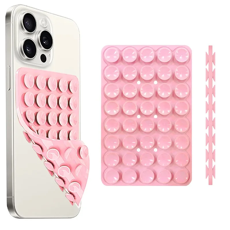 Multi-Functional Phone Case Backed Silicone Suction Pad Holder Double Side Suction Cup Bracket Fixture Desk Car Stand For iPhone