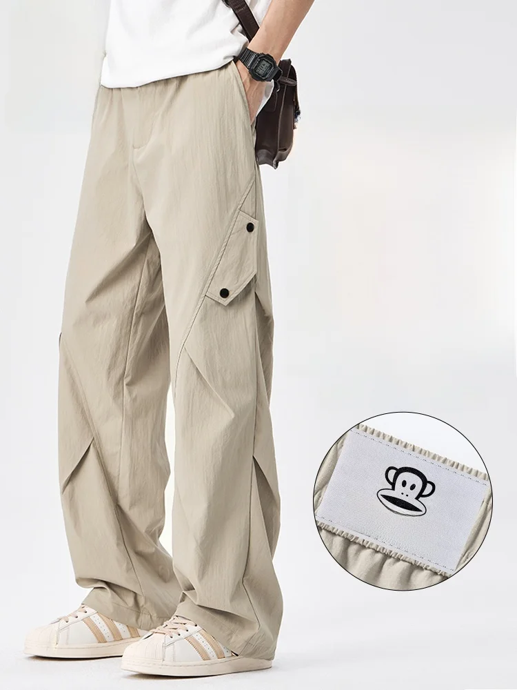 

Мужские брюки Paul Frank свободного кроя с широкими штанинами, осенняя новинка, повседневные брюки в американском стиле, модные десантные брюки от бренда Paul Frank