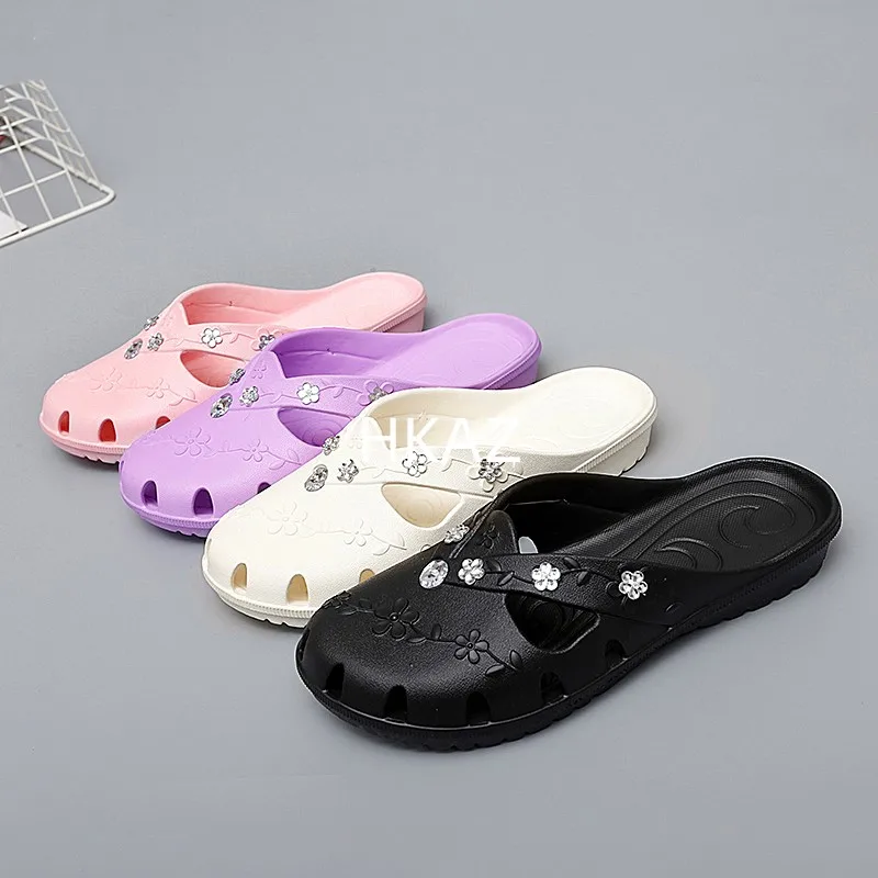 Slippers Women Fashion Breathable Outdoor Platform Baotou Women Jelly Slippers Indoor House Beach Roma Hole Shoes New In Summer