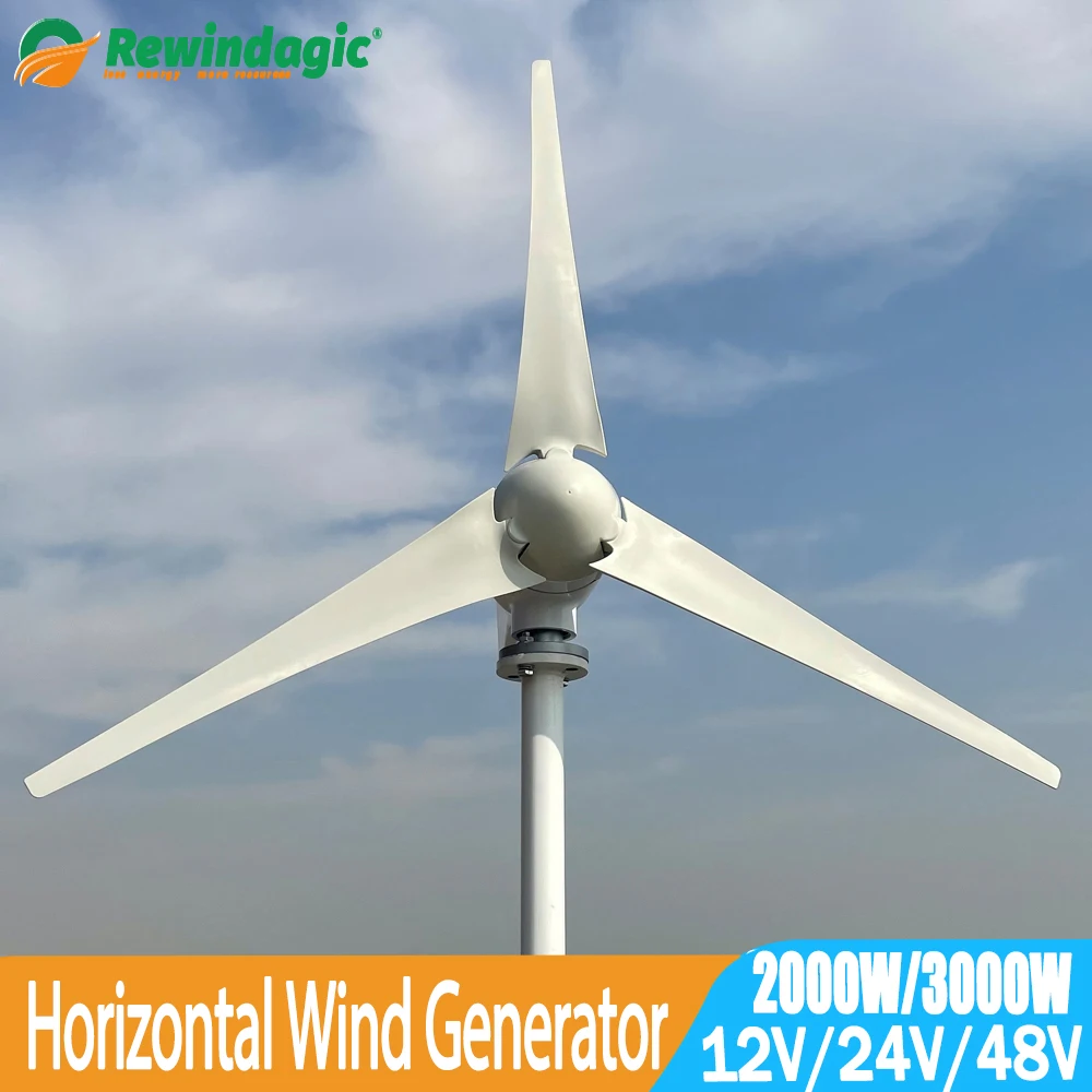 Free Energy China Factory 5 Blades Windmills Wind Turbine Generator 2KW 3KW 24V 48V With Mppt Charge Controller For Home Use