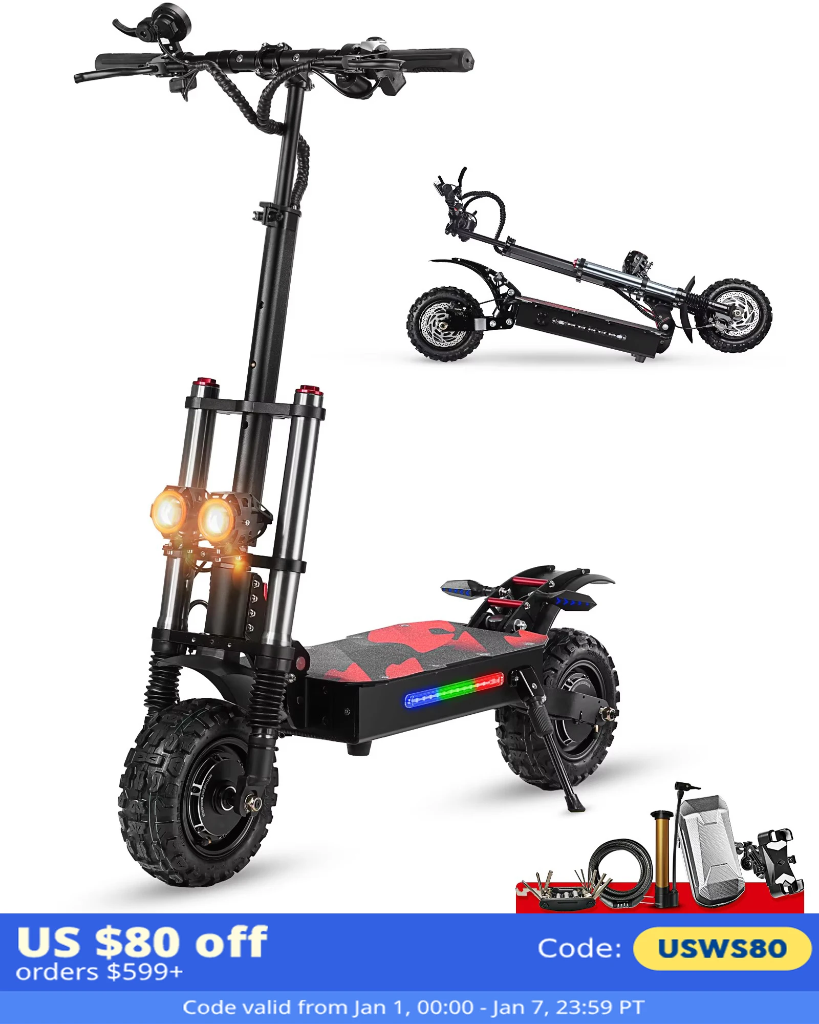 BOYUEDA Electric Scooter 6000W Dual Motor  Large Battery 120KM Range Adult Foldable High Speed Off-Road e-scooter