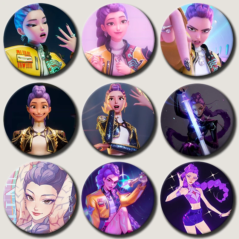 

58mm Anime Character Rumi Soft Button Pin Demon Hunters Rumi Cartoon Brooch Creative Badge for Backpack Clothes Decoration Gift