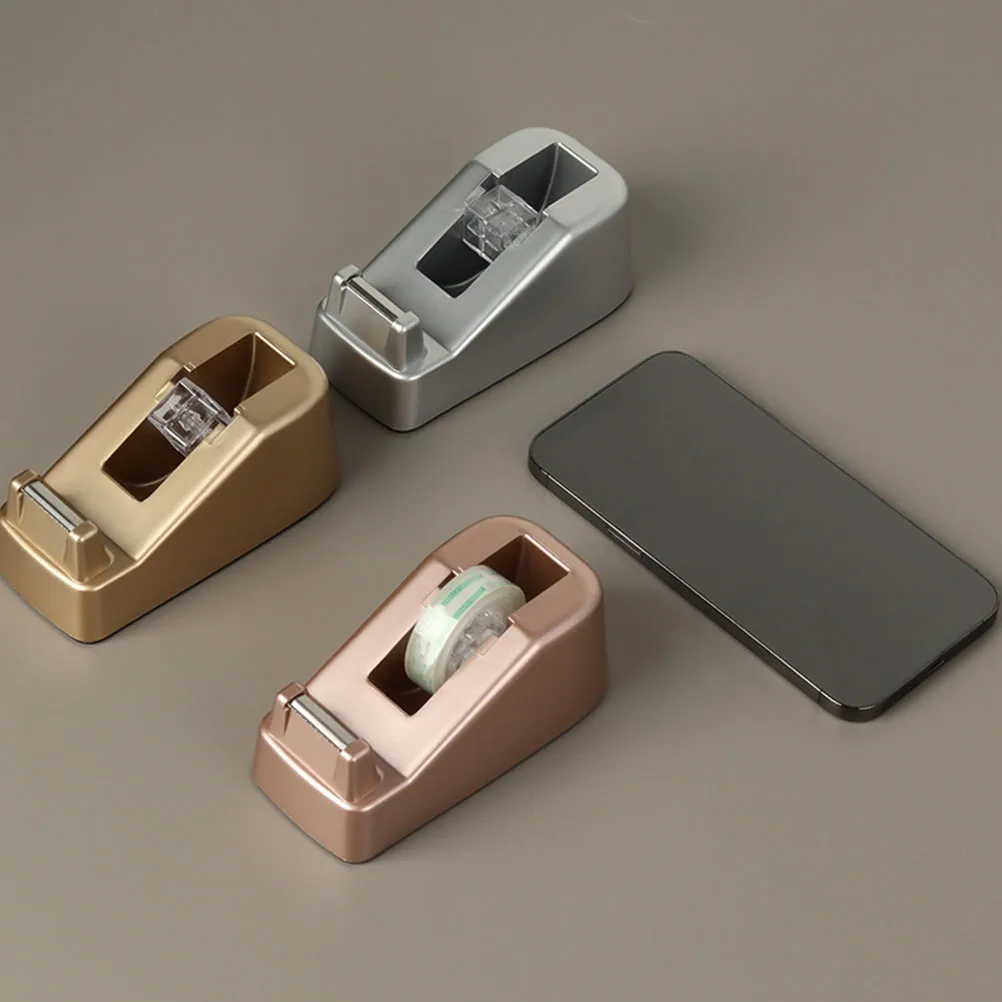 

Portable Tape Professional Holder Silver Compact for Office School Reusable Dispenser Plastic Material Smooth Edge