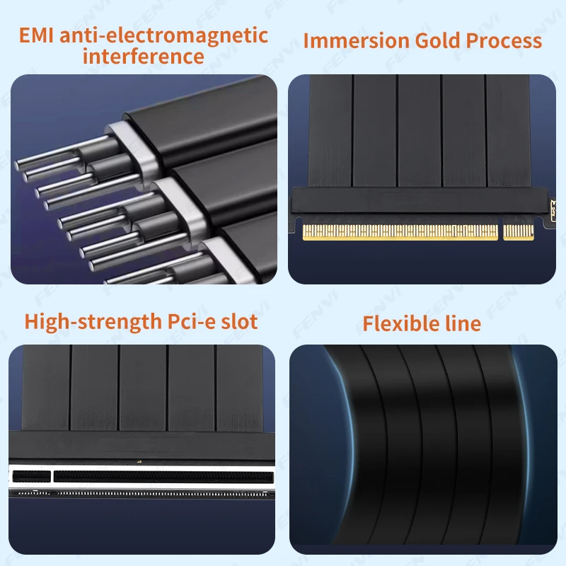PCIe 4.0 X16 Cable 180° at Both Ends 15/20/30cm Cable Length High-Speed Flexible Extension PCIe Cord Plug and Play