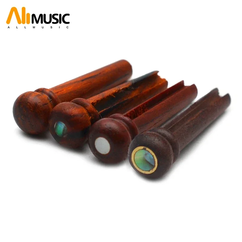 

30Pcs Pure Cocobolo Wood Acoustic Guitar Bridge Pins Abalone Pearl Dot Inlay Durable Guitar String Nails Pin