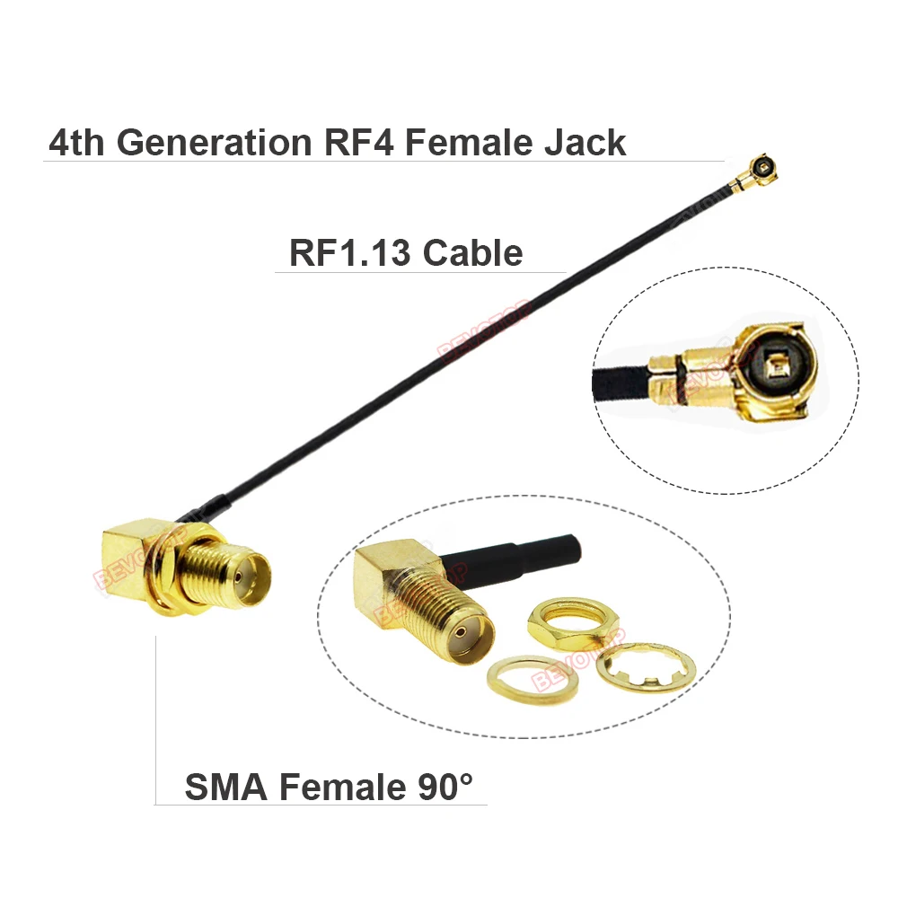 2PCS/lot 4 Cable uFL MHF4 RF4 Female to SMA Female WIFI Antenna RF Coaxial Cable RF1.13 Pigtail Extension Jumper