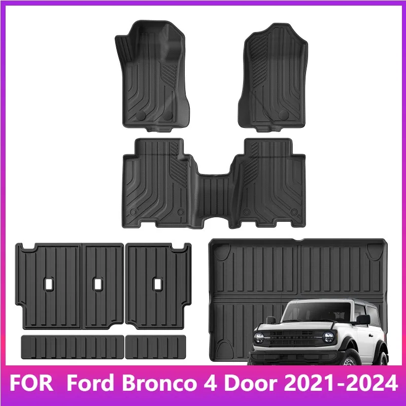 

Floor Mats For Ford Bronco 4 Door 2021 - 2024 Car Mats Cargo Liner Trunk/Backrest Pad TPE 3D Left Rudder