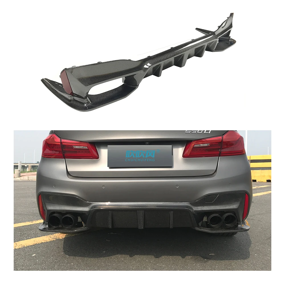 

For BMW 5 Series G30 G38 2017 Rear Diffuser Body Kit-D Style Dry Carbon Fiber Rear Lip Diffuser Splitters Aprons Spoiler 100% Ne