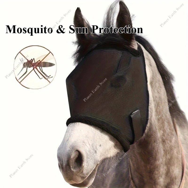 2025 1PC Anti Mosquito Horse Anti Fly Mesh Mask Ear Masks Protector Flying Mask Horse Riding Equestrian Equipment