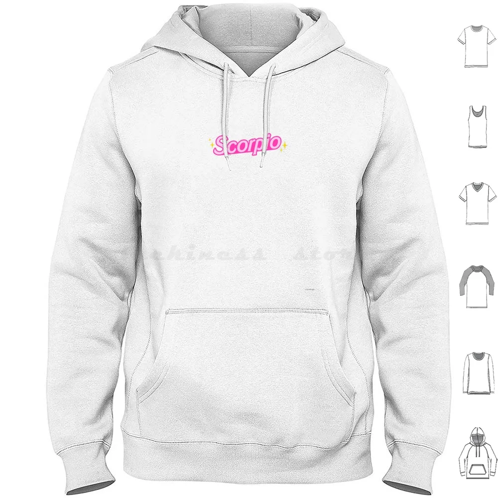 Scorpio Zodiac Sign Y2k Glitter Hoodie Cotton Long Sleeve Zodiac Scorpio Y2k 2000s Pink Glitter Sparkle Planets