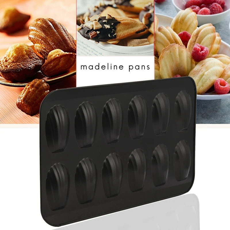 2 Packs Non-Stick Madeleine Pot, Baking Mold 12 With Shell Cake Baking Tray Chocolate Non-Stick Baking Tray, Used For Oven Bakin