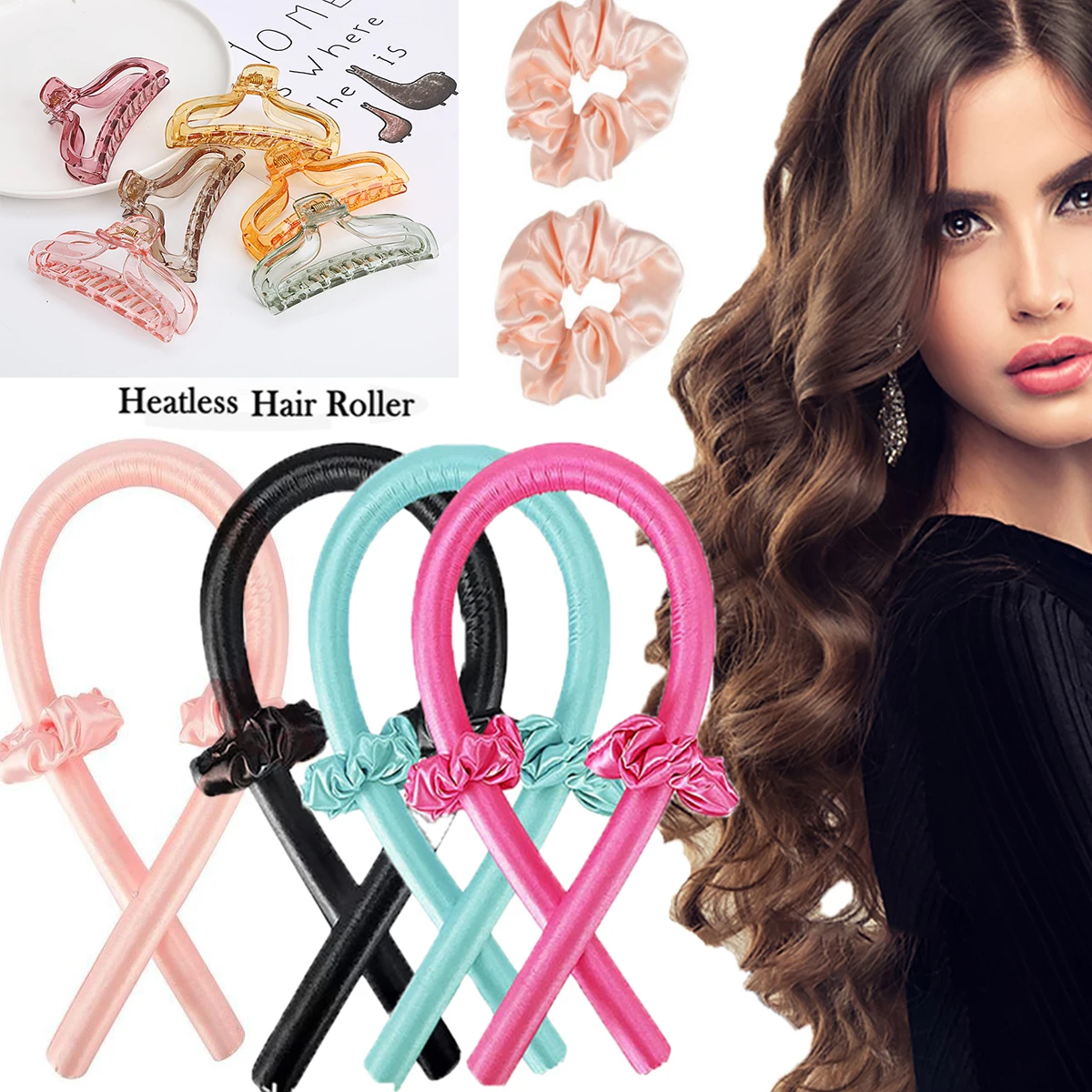 Curly Hair Products Soft Roller Hair Curler No Heat Very Curly Long Hair Styling Tool Heatless Hair Curlers boucleur cheveux