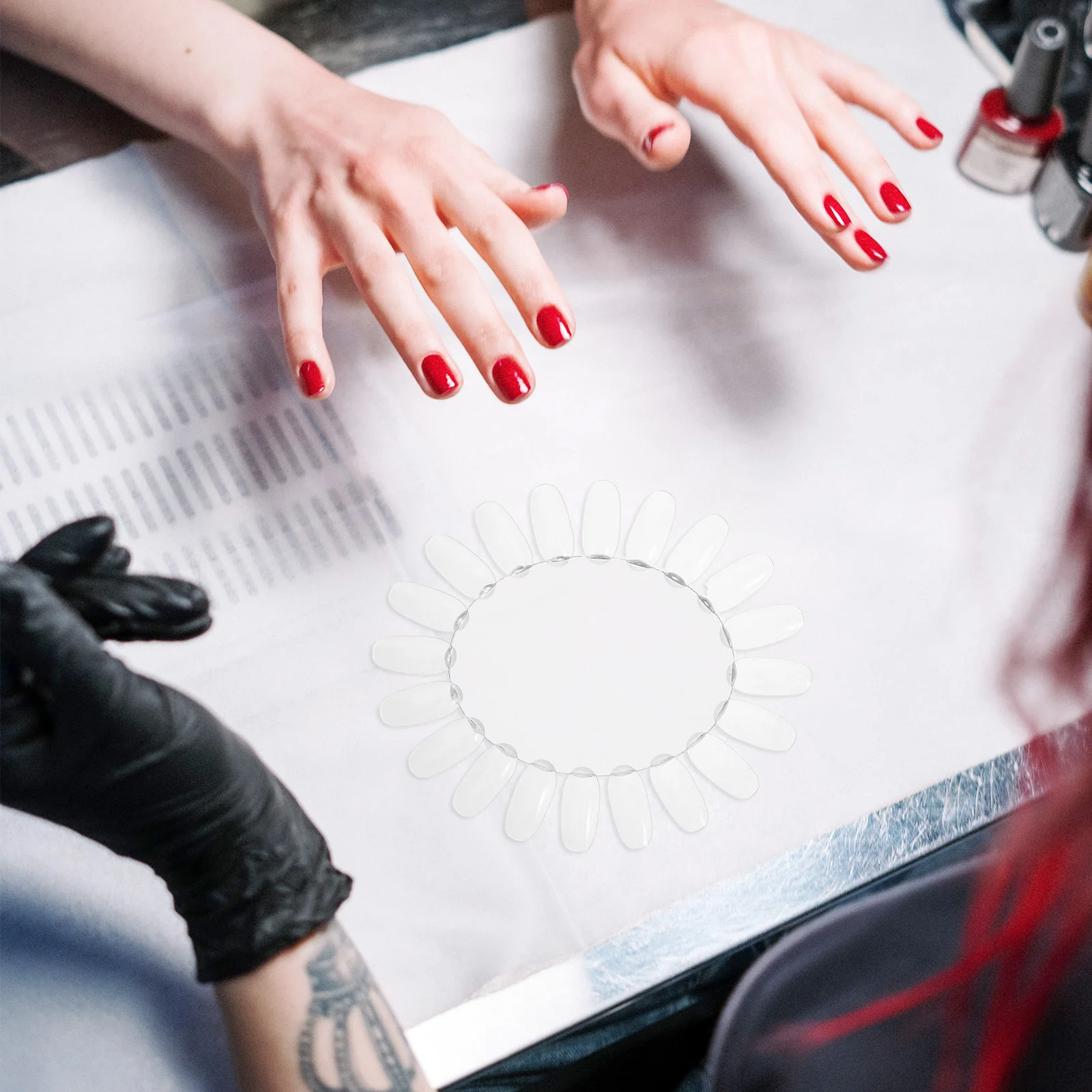

20Pcs Nail Polish Sample Wheel Transparent Oval Plastic 20 Tips Each Nail Color Display Wheel Manicure Salon Tool