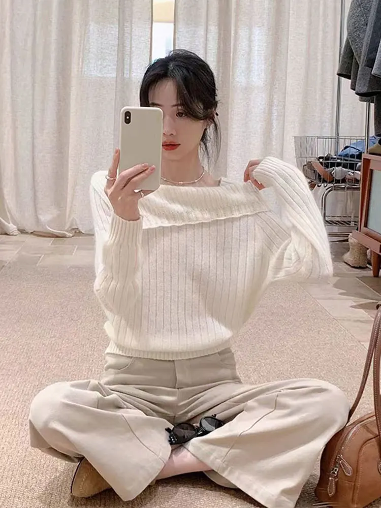 Ele Korean Sle Long Sve Sweter Dzianinowy Wygodna Warstwa Bazowa irt Sli Bielizna Wewnętrzna Prosty Design Premium Feeling