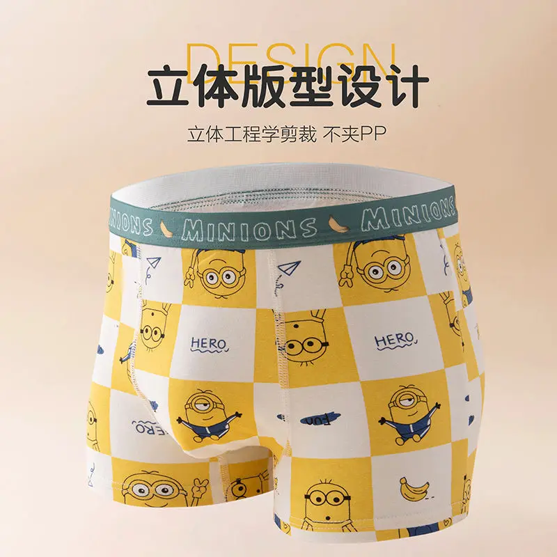 Despicable Me Minions Animation Peripheral Cartoon Pure Cotton Children\'s Underwear Creative Kawaii Boy Boxer Bottoms Wholesale