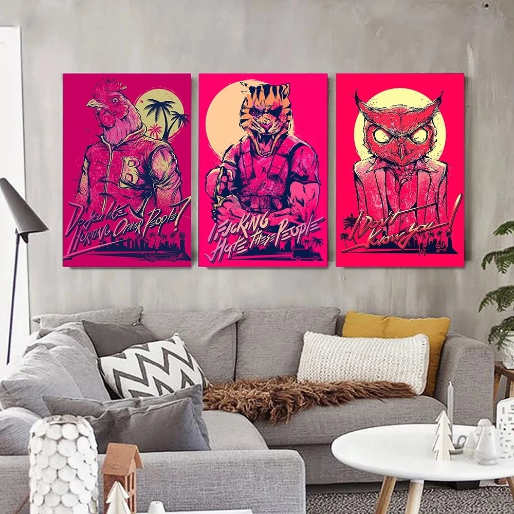 Hotline Miami Classic Game Cover Canvas Poster Wall Art Decor Print Picture Paintings for Living Room Bedroom Decoration