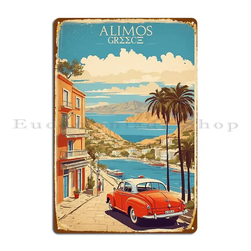 Alimos Greece Vintage Travel Tourism Metal Signs Funny Create Wall Decor Printed Home Tin Sign Poster