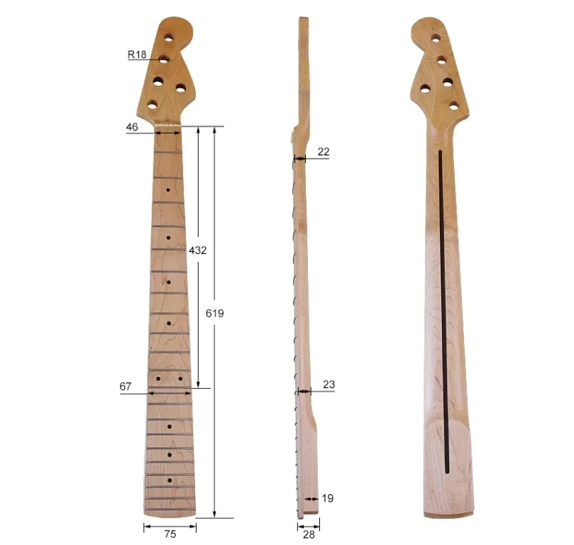 5-string neck 5-string bass handle with maple matte 21-fret guitar accessories modified assembly DIY