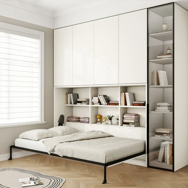 

Design Integrated Folding Wall Bed Multifunctional Rollover Invisible Bed for Small Apartments Studies Hidden Bed Storage