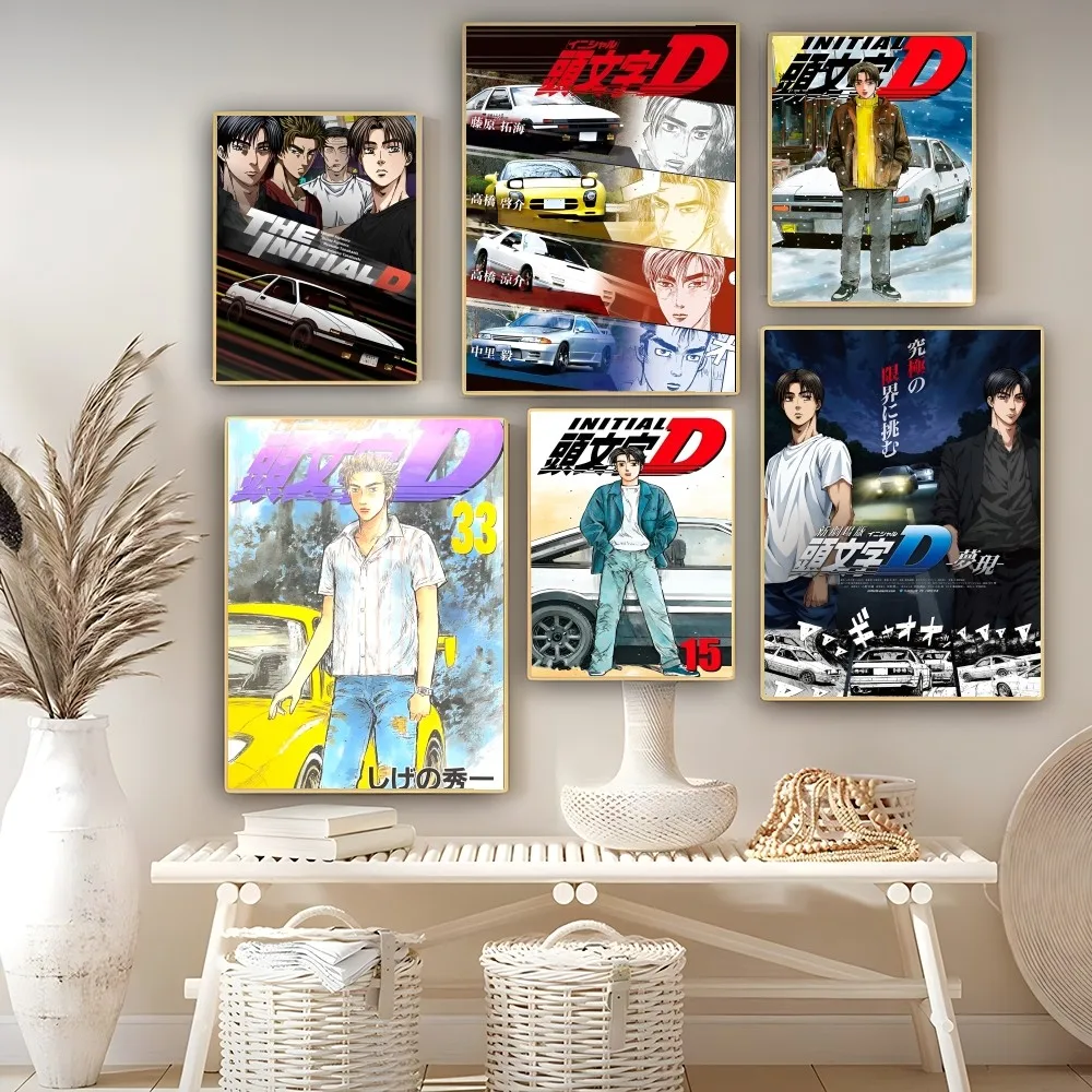 

Initial D Poster Self-adhesive Art Poster Retro Kraft Paper Sticker DIY Room Bar Cafe Vintage Decorative