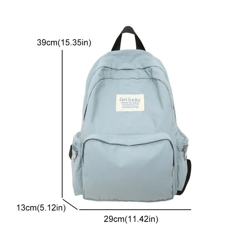 Casual Lightweight Travel Backpack Nylon Korean Style Solid Color Backpack Large Capacity Waterproof Student Schoolbag Teenagers