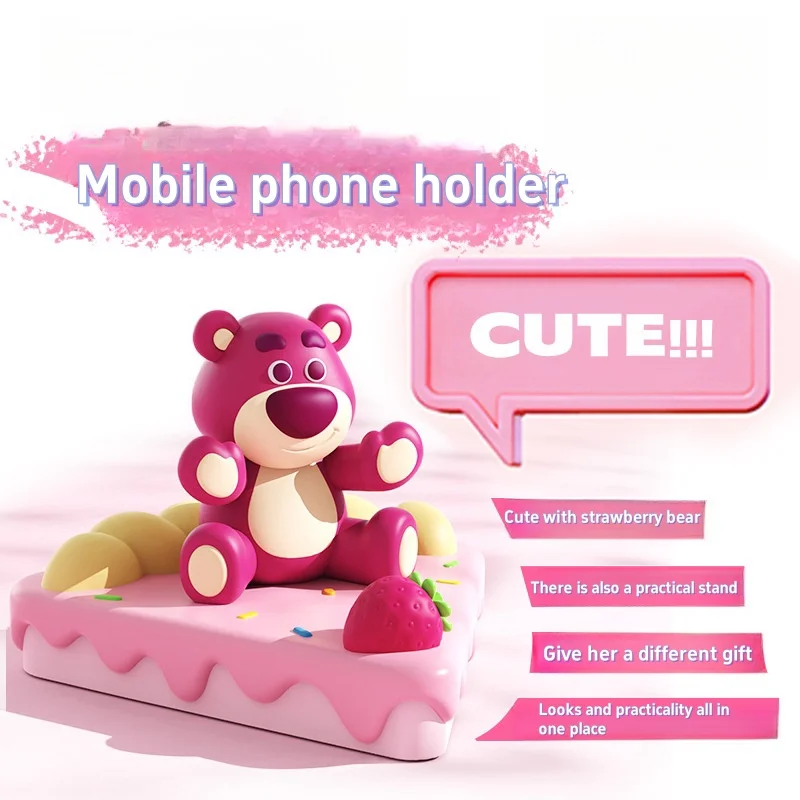 Disney Mobile Phone Holder S1 New High-looking Strawberry Bear Cake Triangle Support Horizontal and Vertical Tablet Holder