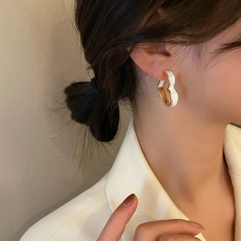 LATS Vintage Gold Color Hoop Earrings Korean Geometry Love Earrings for Women Drop Earrings 2022 Trend Fashion Elegant Jewelry