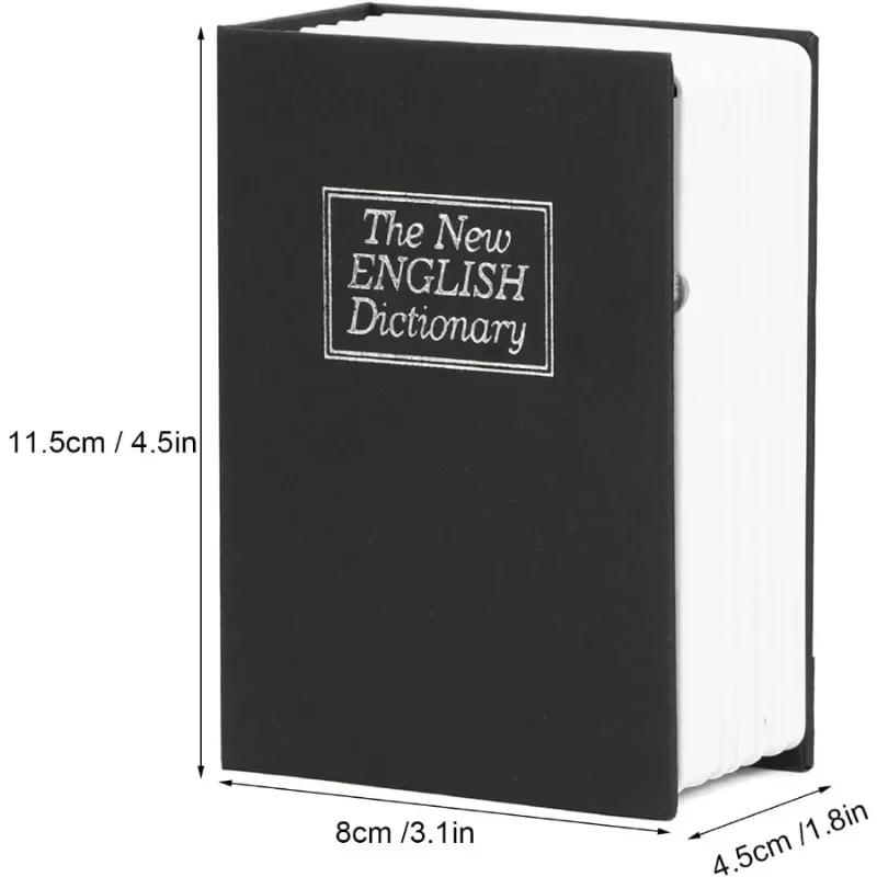 Mini Simulated Book Box with Key Lock, Dictionary Diversion Safe with Safe, Hidden Book, Built-in Safe Dictionary Hidden Safe, Portable Safe, Book Safe, Cash, Jewelry, Fireproof and Waterproof Lock Box