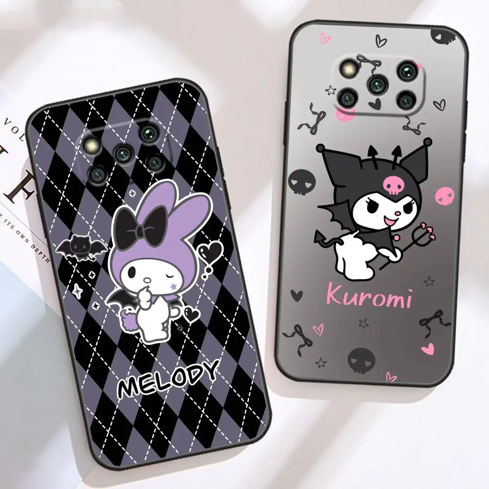 Cute K-Kuromi M-Melody Phone Case For Xiaomi Poco X5 X4 X3 M5 M4 M3 F5 F4 F3 GT Pro NFC Black Shark 5 Mix 4 Case Funda Shell