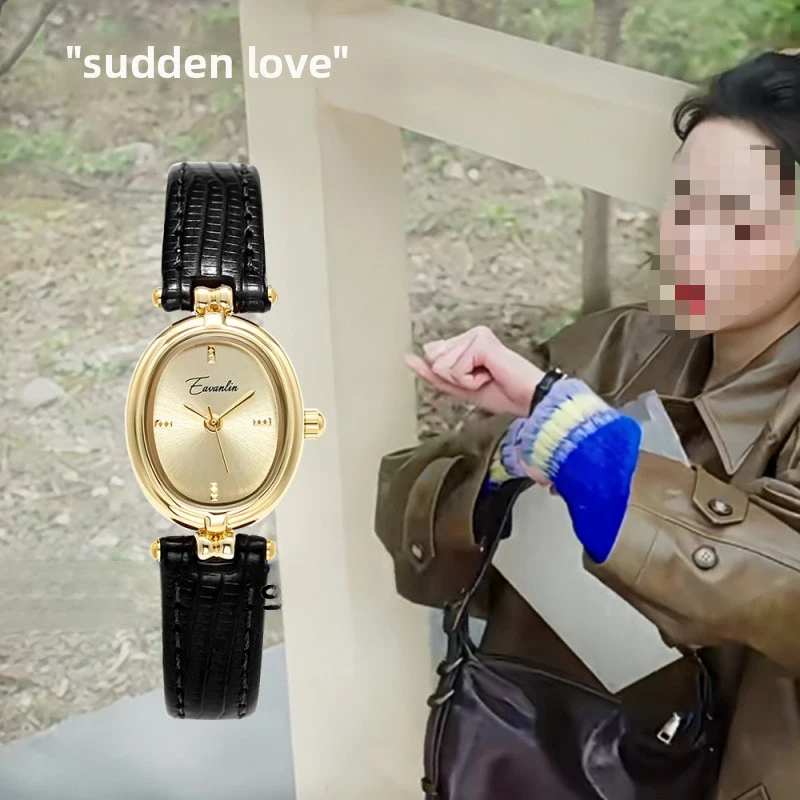 New Exquisite High End Retro Leather Strap Small Round Watch Fashionable Artistic Multifunctional Exquisite Gentle Gift