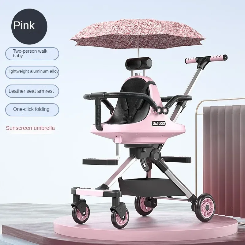 Poussette double pliable et portable pour bébé, poussette légère avec parasol pour deux enfants, nouvelle collection