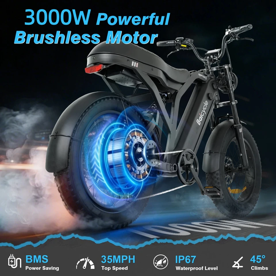 Electric Bike for Adults 3000W, 52V 31.5Ah Battery, Up to 50 Miles Range, 5 Riding Modes, Dual Disc Brakes, High Power Electric Bicycle for Commuting & Outdoor Riding image 6