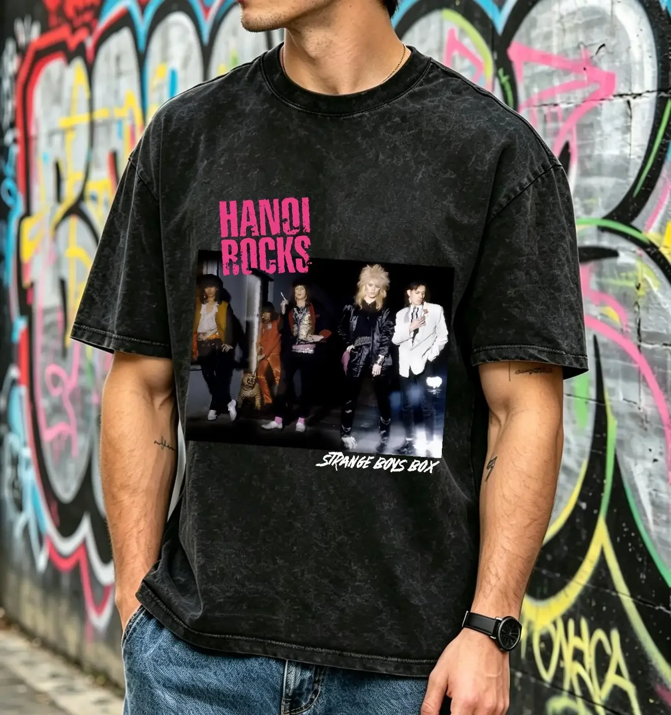 washed T Shirt Hanoi Rocks Band Members Black Cotton S 234XL 1P571 vintage Washed Soft Comfortable Stretched Versatile