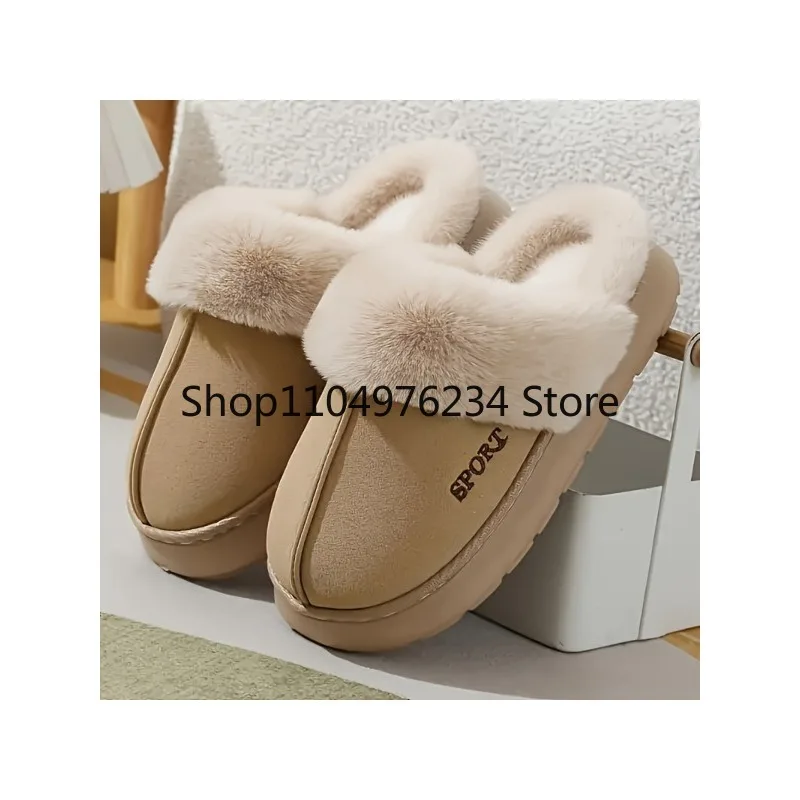 شبشب منزل نسائي شتوي مبطن بالقطيفة للاستخدام الداخلي والخارجي مع تصميم مريح للزوجين للنساء والرجال