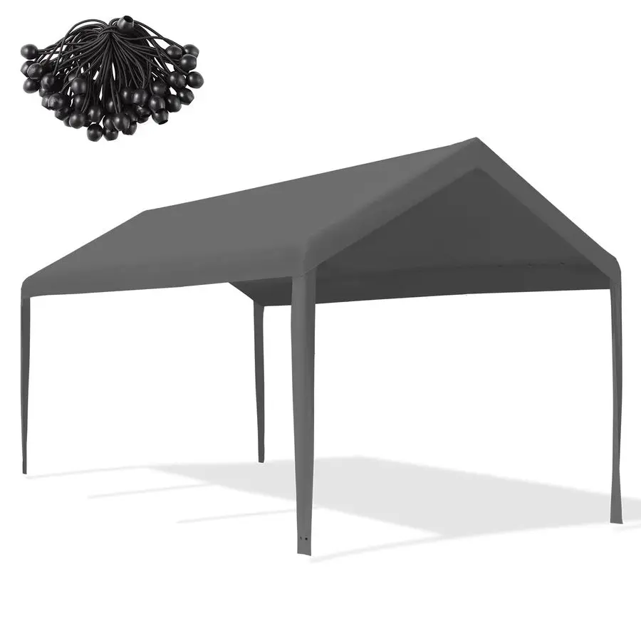 

10 x 20 Carport Canopy Replacement Cover with 50 pcs Ball Bungees, 180g Heavy Duty Tarp for Most 10x20 Carport Fram Customizable