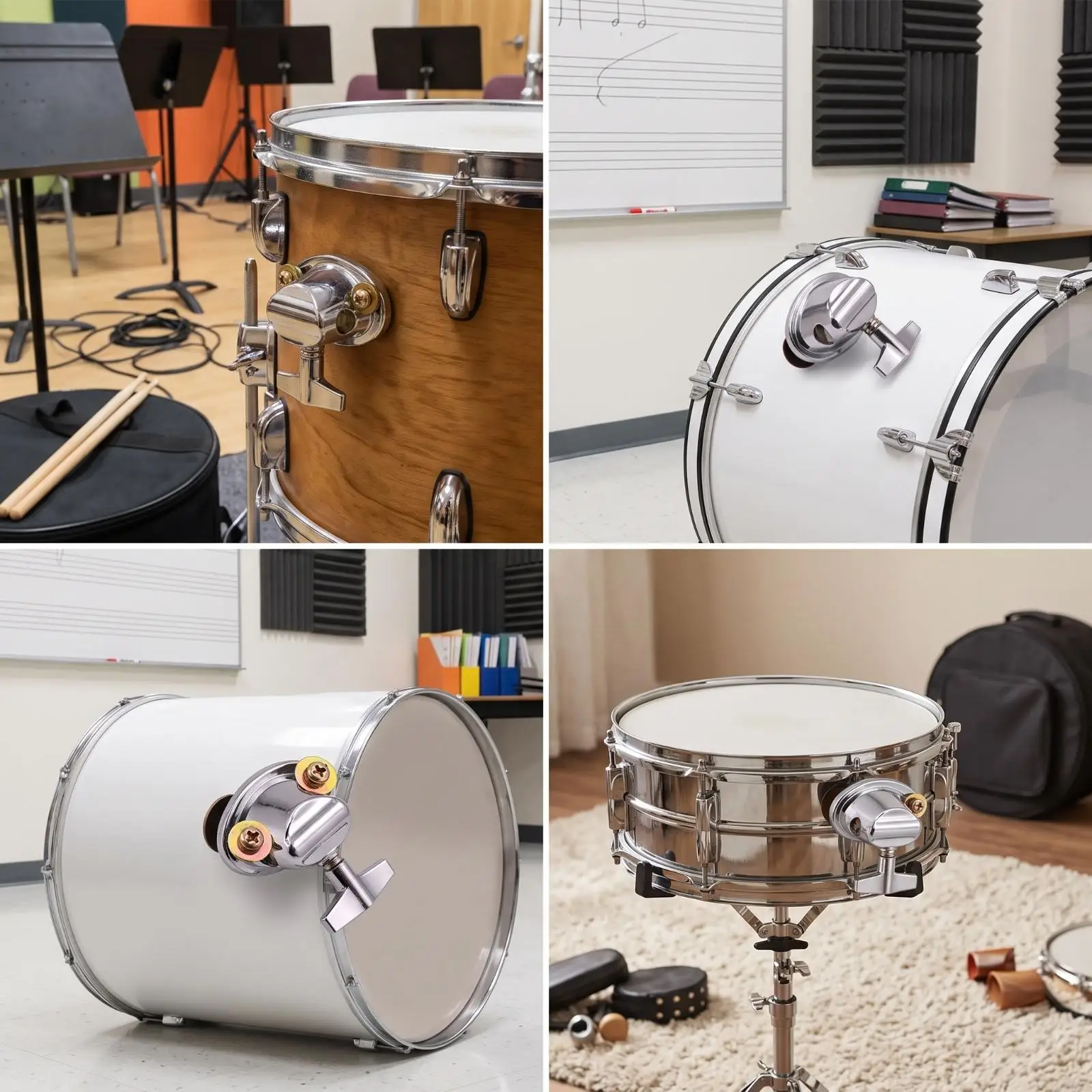 Drum Hardware Mount Bracket for Percussion Shell Repair with Integrated Screws and Anchor Points