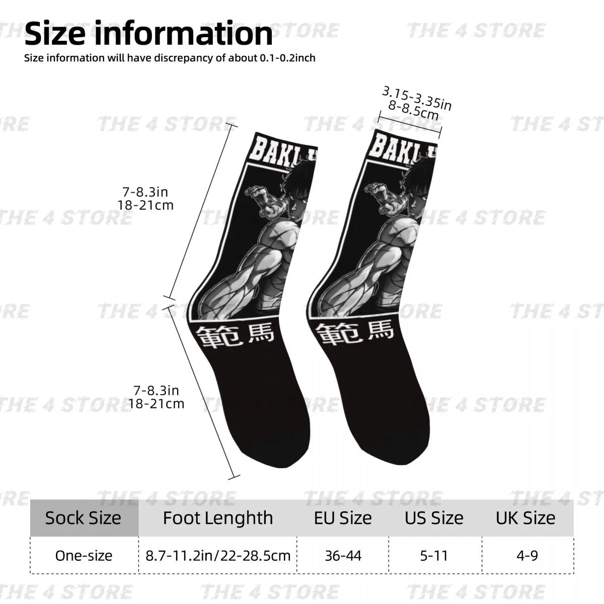 Hochelastische Polyesterfaser, 3D-Druck, gemütlich, Unisex, Hip Hop, Baki, Hanma, Grappler, The Grappler, interessante Vier-Jahreszeiten-Socken