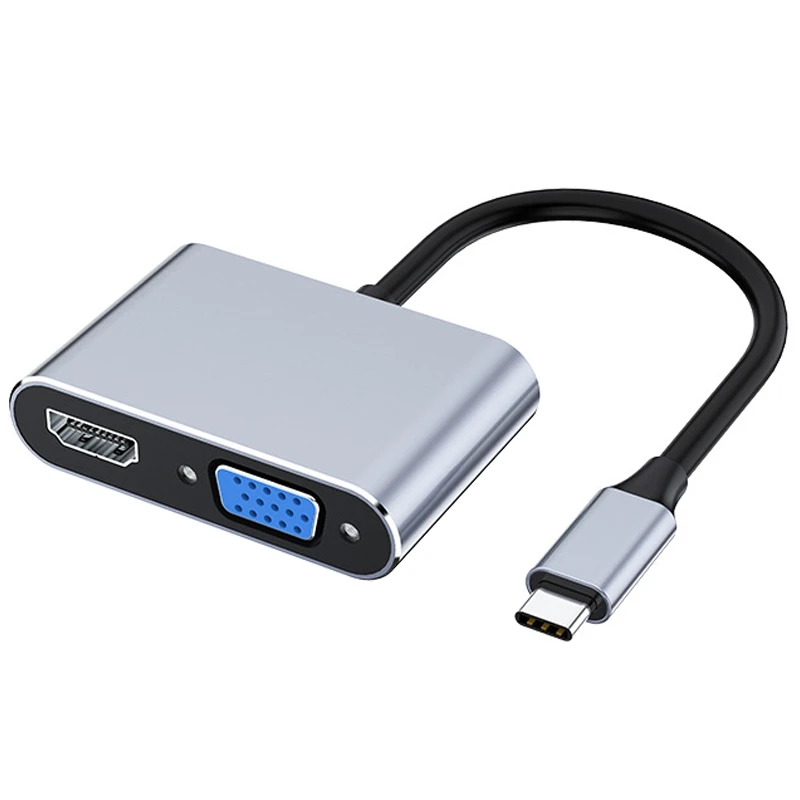 USB C to VGA Multiport Adapter 4K Type C USB-C HUB Video Projectors Converters Port Adaptor for Pro-DTD2