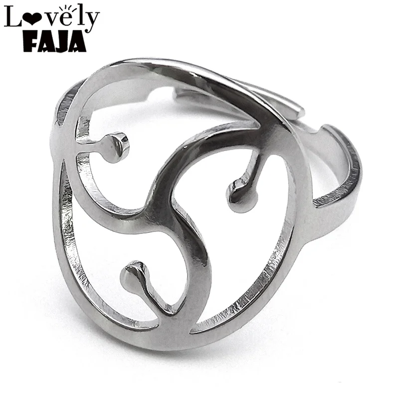 Gothic BDSM Symbol TAFREE Triskelion Ring for Women Men Stainless Steel Fifty Shades of Grey Adjustable Rings Party Jewelry Gift