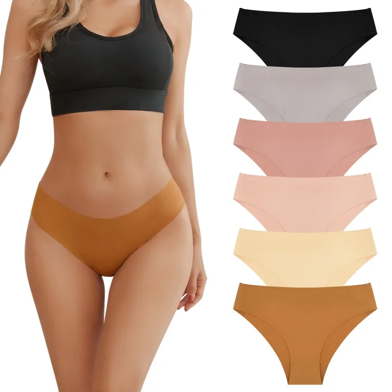 

QISVANSET 6Pcs Womens Seamless Underwear No Show Stretch Bikini Ladies Soft Panties Low Hipster